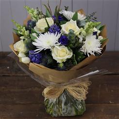 Blue and white classic handtied 