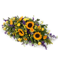 Sunflower and rose casket spray 