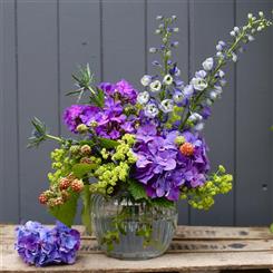 Summer Sweety Jar of Fresh Purple Summer Flowers