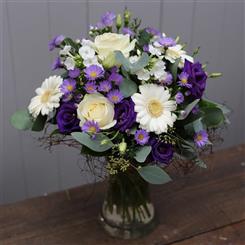 The Petite Blue and White Vase of beautiful flowers