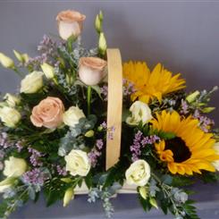 A Beautiful and Fresh Rose &amp; Sunflower Basket 