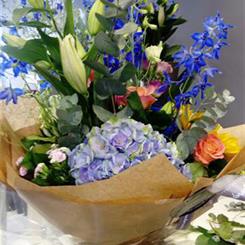 Hydrangea and Lily hand tied 