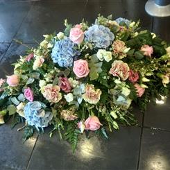 Classic hydrangea casket spray 