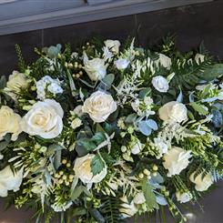  Cream rose and white Astilbe casket spray 