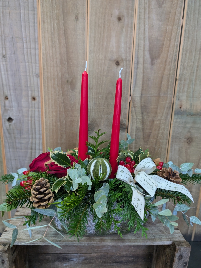 Frosted forest christmas arrangement