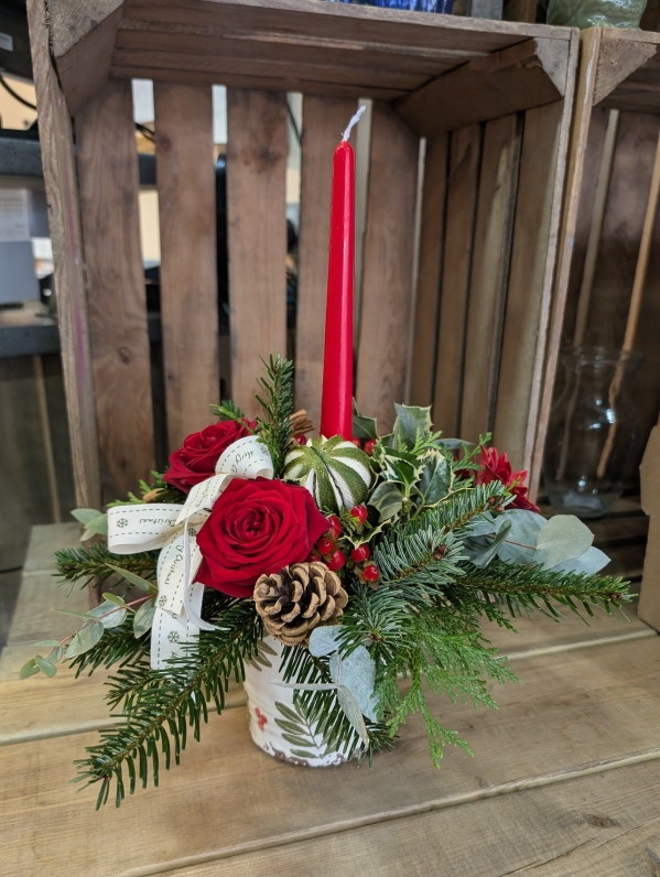Berry red Christmas candle arrangement