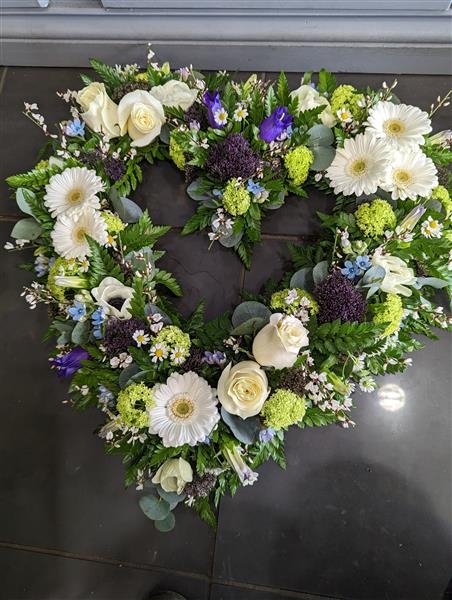 Classic blue and white open heart