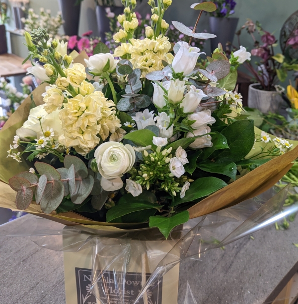Cynthia   A White and Cream Handtied