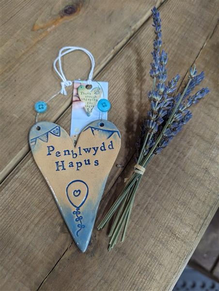 Ceramic penblwydd hapus heart