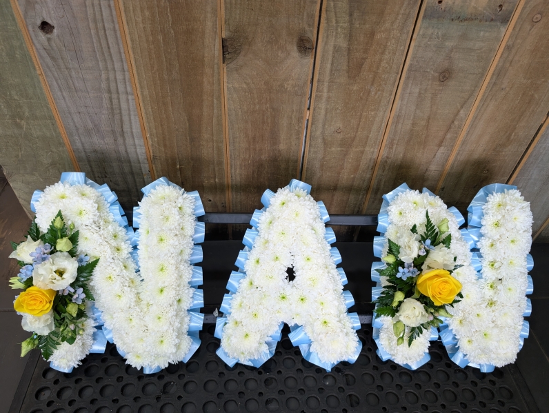 Nan tribute in blues and white