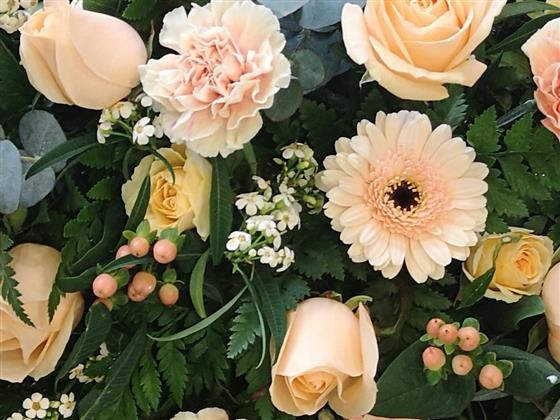 Peach and Cream Casket Spray