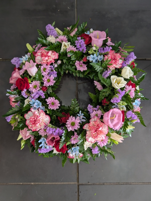 Pink and Blue Garden Wreath
