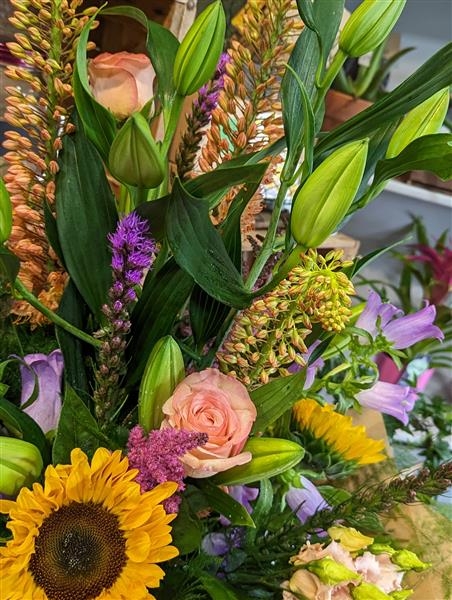 Ophelia A striking handtied of unusual bright blooms