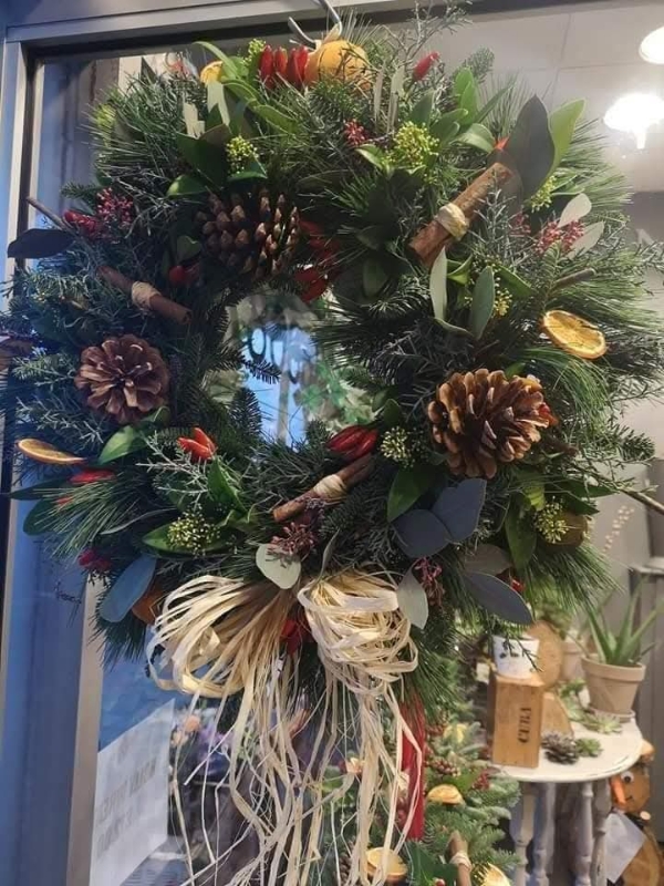 Christmas carol festive front door wreath