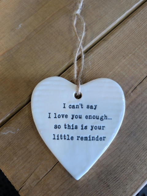 Porcelain i love you heart hanger