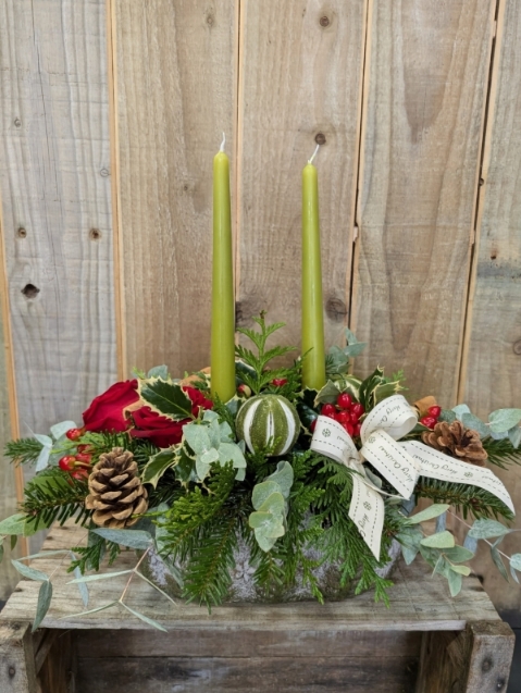 Frosted forest christmas arrangement