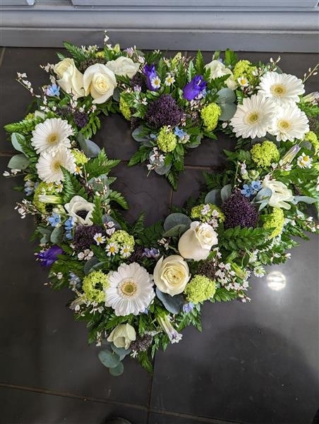 Classic blue and white open heart