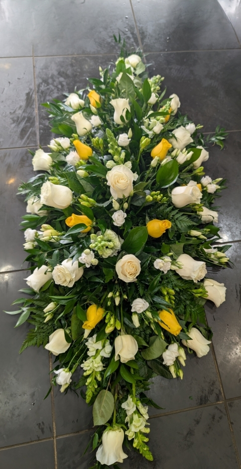 Cream and Lemon Casket Spray