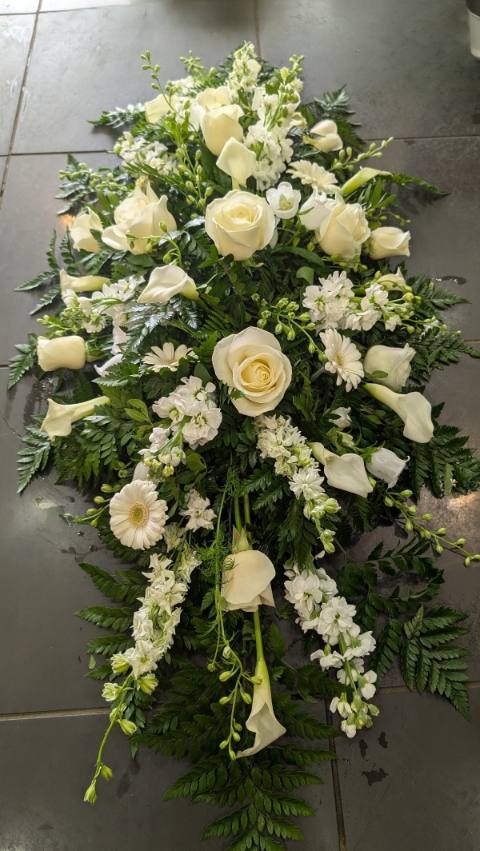 Cream and White Scented Casket Spray