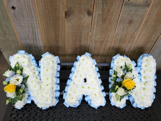 Nan tribute in blues and white