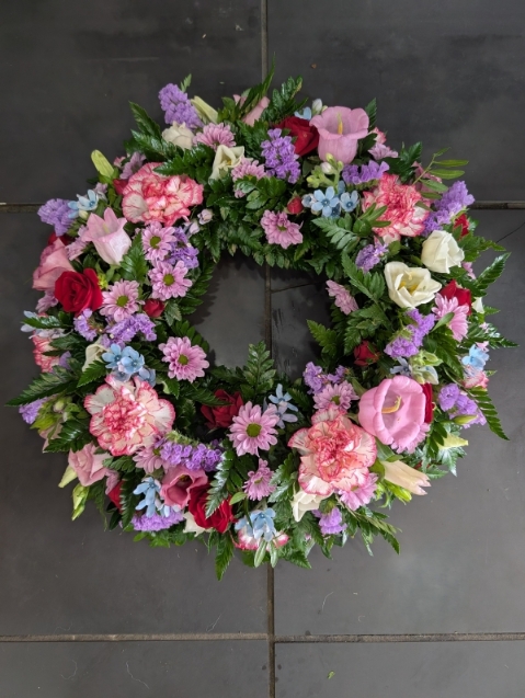 Pink and Blue Garden Wreath