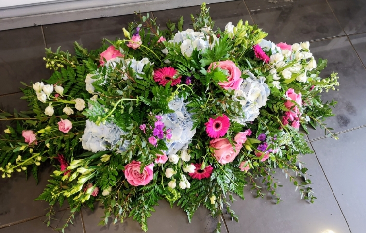 Rustic Rose and Hydrangea Casket Spray