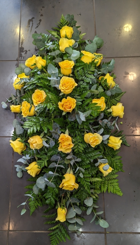 Yellow Rose Casket Spray